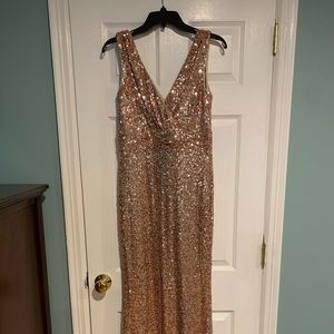 Belle by Badgley Mischka Rose gold sequin dress